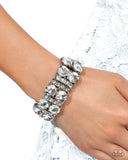 Exact Elegance - White Bracelet - Paparazzi Accessories Bracelet Bedazzle Me Pretty Mobile Fashion Boutique
