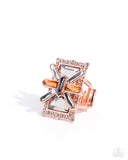 Exaggerated Edge - Copper Ring - Paparazzi Accessories Ring Bedazzle Me Pretty Mobile Fashion Boutique