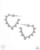 Excessive Elevation - White Earrings - Paparazzi Accessories Earrings Bedazzle Me Pretty Mobile Fashion Boutique