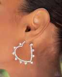 Excessive Elevation - White Earrings - Paparazzi Accessories Earrings Bedazzle Me Pretty Mobile Fashion Boutique