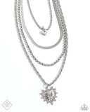 Excessive Embellishment - White Necklace - Paparazzi Accessories Necklace Bedazzle Me Pretty Mobile Fashion Boutique