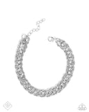 Excessive Empire - White Bracelet - Paparazzi Accessories Bracelet Bedazzle Me Pretty Mobile Fashion Boutique