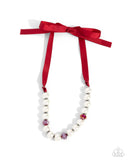 Exclusive Ease - Red Necklace - Paparazzi Accessories Necklace Bedazzle Me Pretty Mobile Fashion Boutique