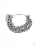 Executive Extravagance - White Bracelet - Paparazzi Accessories Bracelet Bedazzle Me Pretty Mobile Fashion Boutique