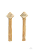 Experimental Elegance - Gold Post Earrings - Paparazzi Accessories Post Earrings Bedazzle Me Pretty Mobile Fashion Boutique