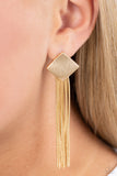 Experimental Elegance - Gold Post Earrings - Paparazzi Accessories Post Earrings Bedazzle Me Pretty Mobile Fashion Boutique