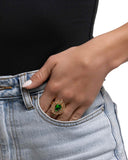 Extended Elite - Green Ring - Paparazzi Accessories Ring Bedazzle Me Pretty Mobile Fashion Boutique