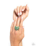 Extra Embellishment - Green Ring - Paparazzi Accessories Ring Bedazzle Me Pretty Mobile Fashion Boutique