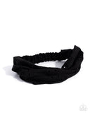 Eyelet Elegance - Black Headband - Paparazzi Accessories Bedazzle Me Pretty Mobile Fashion Boutique