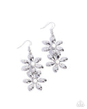 Fabulous Florals - White Earrings - Paparazzi Accessories Earrings Bedazzle Me Pretty Mobile Fashion Boutique