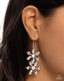 Fabulous Florals - White Earrings - Paparazzi Accessories Earrings Bedazzle Me Pretty Mobile Fashion Boutique