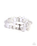 Faceted Fairy Tale - White Bracelet - Paparazzi Accessories Bracelet Bedazzle Me Pretty Mobile Fashion Boutique