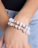 Faceted Fairy Tale - White Bracelet - Paparazzi Accessories Bracelet Bedazzle Me Pretty Mobile Fashion Boutique