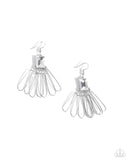 Factory Flair - White Earrings - Paparazzi Accessories Earrings Bedazzle Me Pretty Mobile Fashion Boutique