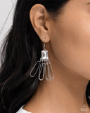 Factory Flair - White Earrings - Paparazzi Accessories Earrings Bedazzle Me Pretty Mobile Fashion Boutique