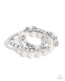 Fair Florals - White Bracelet - Paparazzi Accessories Bracelet Bedazzle Me Pretty Mobile Fashion Boutique