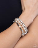 Fair Florals - White Bracelet - Paparazzi Accessories Bracelet Bedazzle Me Pretty Mobile Fashion Boutique