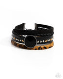 Fair LEATHER - Black Bracelet - Paparazzi Accessories Bracelet Bedazzle Me Pretty Mobile Fashion Boutique
