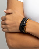 Fair LEATHER - Black Bracelet - Paparazzi Accessories Bracelet Bedazzle Me Pretty Mobile Fashion Boutique