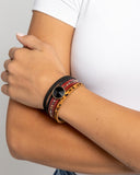 Fair LEATHER - Red Bracelet - Paparazzi Accessories Bracelet Bedazzle Me Pretty Mobile Fashion Boutique
