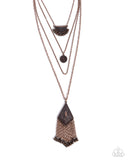 Faithful Filigree - Copper Necklace - Paparazzi Accessories Necklace Bedazzle Me Pretty Mobile Fashion Boutique
