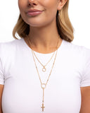 Faithfully Fierce - Gold Necklace - Paparazzi Accessories Necklace Bedazzle Me Pretty Mobile Fashion Boutique