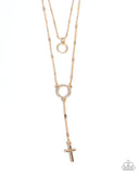 Faithfully Fierce - Gold Necklace - Paparazzi Accessories Necklace Bedazzle Me Pretty Mobile Fashion Boutique
