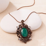 Family Crest - Copper Necklace - Paparazzi Accessories Necklace Bedazzle Me Pretty Mobile Fashion Boutique