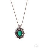 Family Crest - Copper Necklace - Paparazzi Accessories Necklace Bedazzle Me Pretty Mobile Fashion Boutique