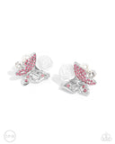 Fanciful Facade - Pink Clip-On Earrings - Paparazzi Accessories Clip-On Bedazzle Me Pretty Mobile Fashion Boutique