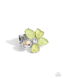 Fanciful Feature - Green Ring - Paparazzi Accessories Ring Bedazzle Me Pretty Mobile Fashion Boutique