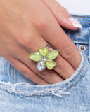 Fanciful Feature - Green Ring - Paparazzi Accessories Ring Bedazzle Me Pretty Mobile Fashion Boutique