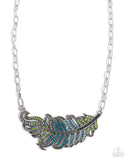 Fancy Feather - Blue Necklace - Paparazzi Accessories Necklace Bedazzle Me Pretty Mobile Fashion Boutique