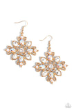 Fancy-Free Florals - Gold Earrings - Paparazzi Accessories Earrings Bedazzle Me Pretty Mobile Fashion Boutique