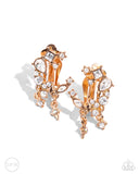 Fantastical Fashion - Gold Clip-On Earrings - Paparazzi Accessories Clip-On Bedazzle Me Pretty Mobile Fashion Boutique