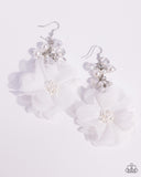 Fashionable Flower Girl - White Earrings - Paparazzi Accessories Earrings Bedazzle Me Pretty Mobile Fashion Boutique