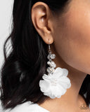 Fashionable Flower Girl - White Earrings - Paparazzi Accessories Earrings Bedazzle Me Pretty Mobile Fashion Boutique