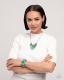 Fashionable Fringe - Green Necklace - Paparazzi Accessories Necklace Bedazzle Me Pretty Mobile Fashion Boutique