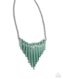 Fashionable Fringe - Green Necklace - Paparazzi Accessories Necklace Bedazzle Me Pretty Mobile Fashion Boutique