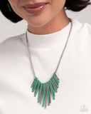 Fashionable Fringe - Green Necklace - Paparazzi Accessories Necklace Bedazzle Me Pretty Mobile Fashion Boutique