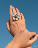 Fast Florals - Blue Ring - Paparazzi Accessories Ring Bedazzle Me Pretty Mobile Fashion Boutique