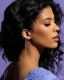 Fault Line Fringe - White Post Earrings - Paparazzi Accessories Post Earrings Bedazzle Me Pretty Mobile Fashion Boutique