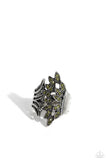 Fearlessly Feathered - Green Ring - Paparazzi Accessories Ring Bedazzle Me Pretty Mobile Fashion Boutique