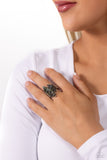 Fearlessly Feathered - Green Ring - Paparazzi Accessories Ring Bedazzle Me Pretty Mobile Fashion Boutique