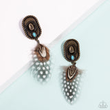 Feathered Fairy Tale - Brass Post Earrings - Paparazzi Accessories Earrings Bedazzle Me Pretty Mobile Fashion Boutique