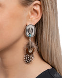 Feathered Fairy Tale - Brown Post Earrings - Paparazzi Accessories Post Earrings Bedazzle Me Pretty Mobile Fashion Boutique