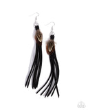 Feathered Festivity - Black Earrings - Paparazzi Accessories Earrings Bedazzle Me Pretty Mobile Fashion Boutique