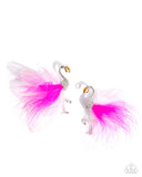 Feathered Flamingo - Pink Post Earrings - Paparazzi Accessories Post Earrings Bedazzle Me Pretty Mobile Fashion Boutique