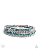 Feminine Fan - Blue Bracelet - Paparazzi Accessories Bracelet Bedazzle Me Pretty Mobile Fashion Boutique