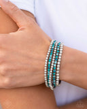 Feminine Fan - Blue Bracelet - Paparazzi Accessories Bracelet Bedazzle Me Pretty Mobile Fashion Boutique